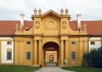 Lednice Castle, Stables and Riding Hall, eastern gate (west elevation)