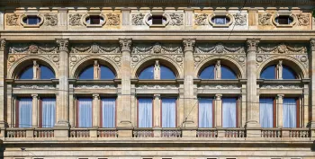 National Theatre, facade detail with windows