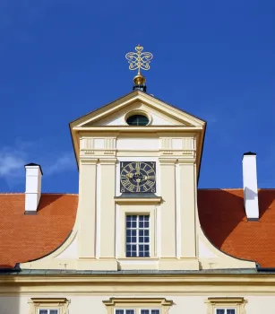 Valtice Castle, gable dormer with clock of the inner courtyard