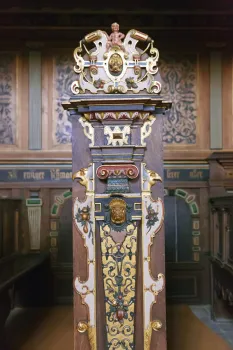 Kronborg Castle, chapel, detail of a pew