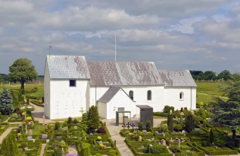 Church of Jelling, seen from the Northern Jelling Mound (south elevation)