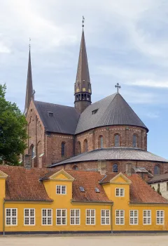 Roskilde Cathedral, southeast elevation view from Royal Mansion