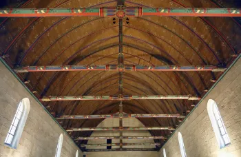 Hospices de Beaune, wooden barrel vault ceiling of the Hall of the Poor