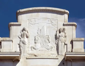 Palais de la Méditerranée, facade detail with relief
