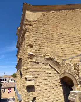 Roman Theatre of Orange, detail of the western part of the stage wall structure