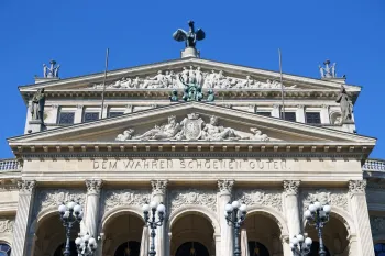 Old Opera, detail of the main facade with pediment