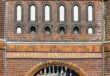 Holsten Gate, facade detail of the field side with inscription