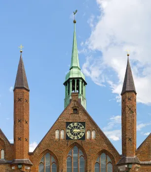 Holy Spirit Hospital, central gable with ridge turret and facade turrets