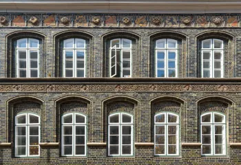 Lübeck City Hall, facade detail of the main building