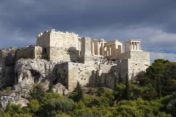 Acropolis of Athens, Propylaea, seen from Areopagus Rock