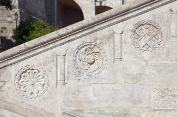 Fisherman's Bastion, Frigyes Schulek Stairs, stone carving detail