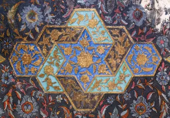 Itimad-ud-Daulah Tomb, mausoleum, painted stucco ornament