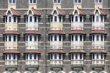 Taj Mahal Palace Hotel, facade detail with oriel windows