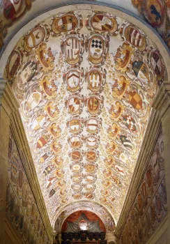 Archiginnasio Palace, coat of arms fresco of the staircase