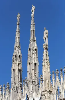 Milan Cathedral, spires with statues on the roof