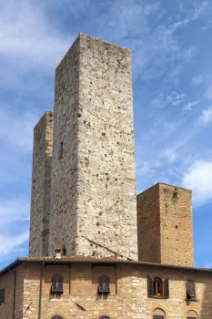 Towers of the Salvucci, with Pettini Tower in the background