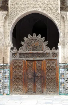 Bou Inania Madrasa, mashrabiya style entrance door