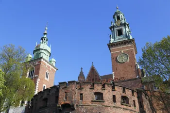 Wawel Royal Castle, caponier, Sigismund Tower and Clock Tower