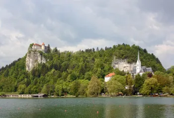 Lake Bled with Bled Castle and Church St. Martin