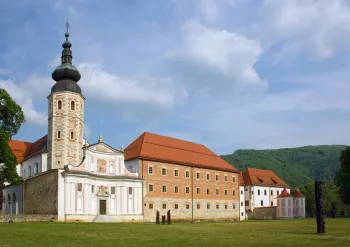 Kostanjevica Cistercian Monastery, northwest elevation with the Church of the Annunciation