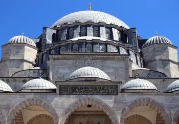 Süleymaniye Mosque, northwest facade detail, cupolas