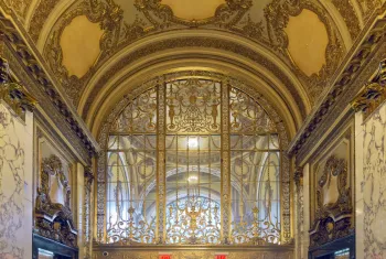Boston Opera House, lobby, window with artfull grills