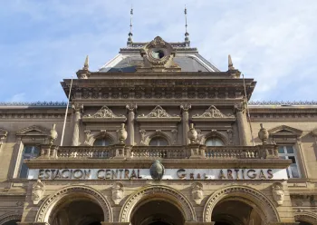 General Artigas Central Station, detail of facade with portico